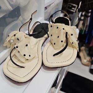 Christian Louboutin Cream and Black Sandals with Elegant Style